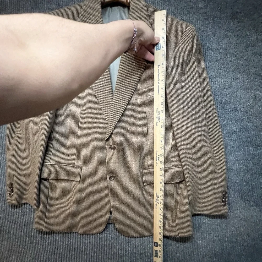 Polo Ralph Lauren Tweed Blazer Jacket Mens Size 40‎ Reg Brown Made In USA